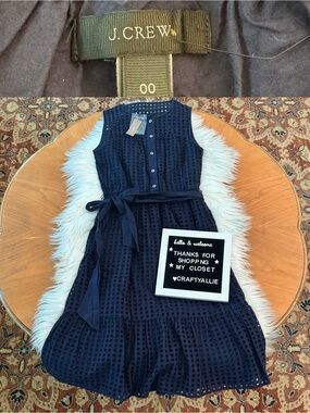 NWT J. Crew All Over Eyelet Dress in Navy | Women’s 00